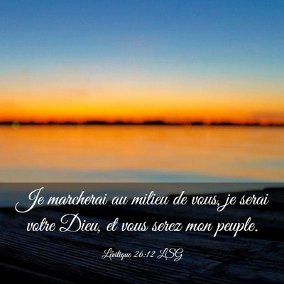 Picture 03 - Lévitique 26:12 LSG - Je marcherai au milieu de vous, je serai votre - Bible Verse Picture
