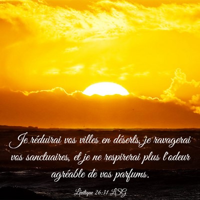 Picture 03 - Lévitique 26:31 LSG - Je réduirai vos villes en déserts, je ravagerai - Bible Verse Picture