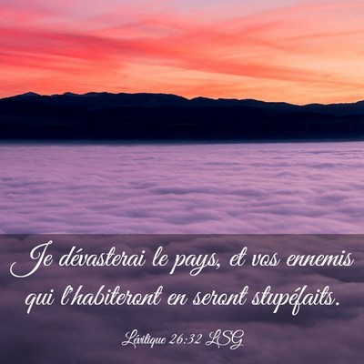 Picture 03 - Lévitique 26:32 LSG - Je dévasterai le pays, et vos ennemis qui - Bible Verse Picture