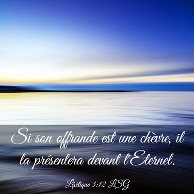 Picture 03 - Lévitique 3:12 LSG - Si son offrande est une chèvre, il la - Bible Verse Picture