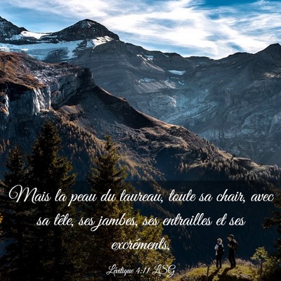 Picture 03 - Lévitique 4:11 LSG - Mais la peau du taureau, toute sa chair, avec sa - Bible Verse Picture