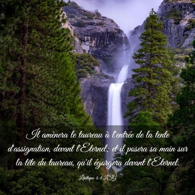 Picture 03 - Lévitique 4:4 LSG - Il amènera le taureau à l'entrée de la tente - Bible Verse Picture