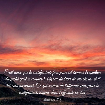 Picture 03 - Lévitique 5:13 LSG - C'est ainsi que le sacrificateur fera pour cet - Bible Verse Picture