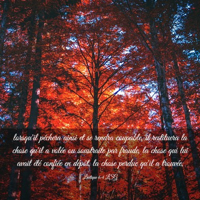 Picture 03 - Lévitique 6:4 LSG - lorsqu'il péchera ainsi et se rendra coupable, - Bible Verse Picture