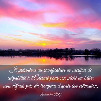 Picture 03 - Lévitique 6:6 LSG - Il présentera au sacrificateur en sacrifice de - Bible Verse Picture