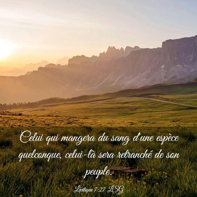 Picture 03 - Lévitique 7:27 LSG - Celui qui mangera du sang d'une espèce - Bible Verse Picture