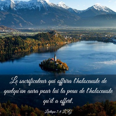 Picture 03 - Lévitique 7:8 LSG - Le sacrificateur qui offrira l'holocauste de - Bible Verse Picture