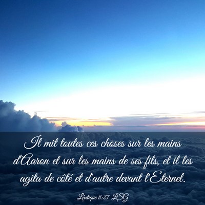 Picture 03 - Lévitique 8:27 LSG - Il mit toutes ces choses sur les mains d'Aaron et - Bible Verse Picture