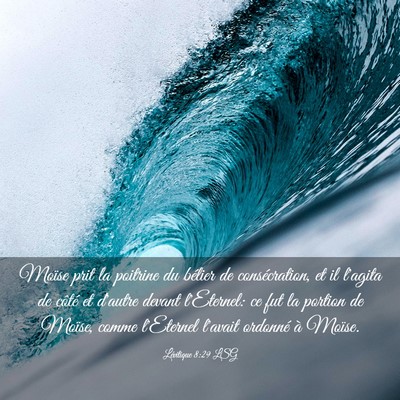 Picture 03 - Lévitique 8:29 LSG - Moïse prit la poitrine du bélier de - Bible Verse Picture