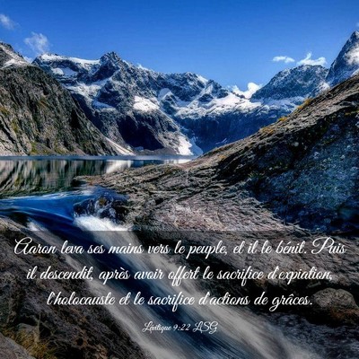 Picture 03 - Lévitique 9:22 LSG - Aaron leva ses mains vers le peuple, et il le - Bible Verse Picture