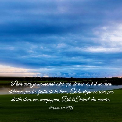 Picture 03 - Malachie 3:11 LSG - Pour vous je menacerai celui qui dévore, Et il - Bible Verse Picture