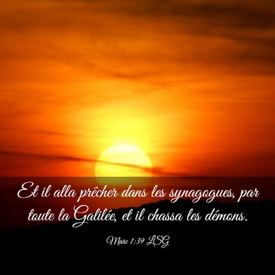Picture 03 - Marc 1:39 LSG - Et il alla prêcher dans les synagogues, par - Bible Verse Picture