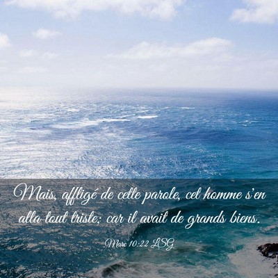 Picture 03 - Marc 10:22 LSG - Mais, affligé de cette parole, cet homme s'en - Bible Verse Picture