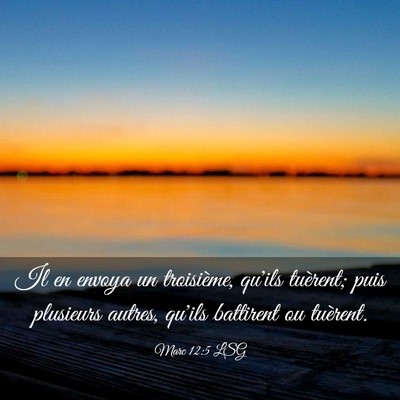 Picture 03 - Marc 12:5 LSG - Il en envoya un troisième, qu'ils tuèrent; puis - Bible Verse Picture