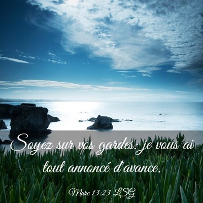 Picture 03 - Marc 13:23 LSG - Soyez sur vos gardes: je vous ai tout annoncé - Bible Verse Picture