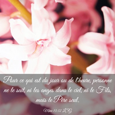 Picture 03 - Marc 13:32 LSG - Pour ce qui est du jour ou de l'heure, personne - Bible Verse Picture