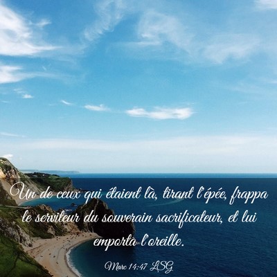 Picture 03 - Marc 14:47 LSG - Un de ceux qui étaient là, tirant l'épée, - Bible Verse Picture