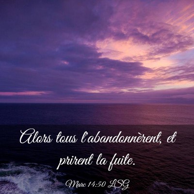 Picture 03 - Marc 14:50 LSG - Alors tous l'abandonnèrent, et prirent la - Bible Verse Picture