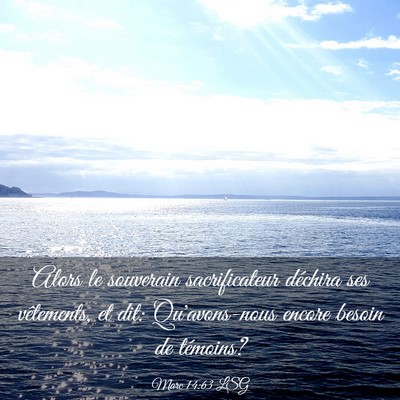Picture 03 - Marc 14:63 LSG - Alors le souverain sacrificateur déchira ses - Bible Verse Picture