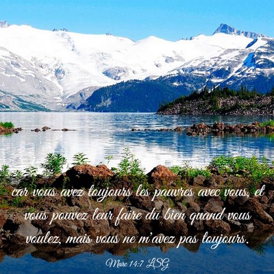 Picture 03 - Marc 14:7 LSG - car vous avez toujours les pauvres avec vous, et - Bible Verse Picture