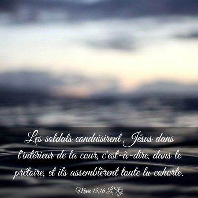 Picture 03 - Marc 15:16 LSG - Les soldats conduisirent Jésus dans l'intérieur - Bible Verse Picture