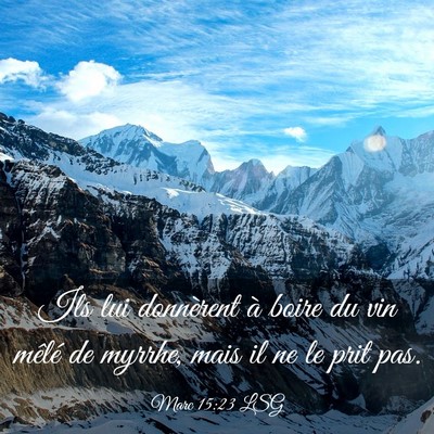 Picture 03 - Marc 15:23 LSG - Ils lui donnèrent à boire du vin mêlé de - Bible Verse Picture