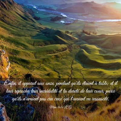 Picture 03 - Marc 16:14 LSG - Enfin, il apparut aux onze, pendant qu'ils - Bible Verse Picture
