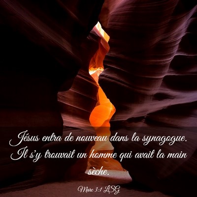 Picture 03 - Marc 3:1 LSG - Jésus entra de nouveau dans la synagogue. Il s'y - Bible Verse Picture