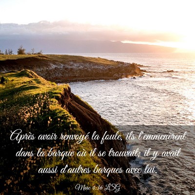 Picture 03 - Marc 4:36 LSG - Après avoir renvoyé la foule, ils l'emmenèrent - Bible Verse Picture