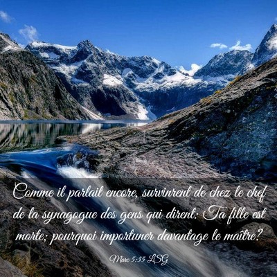 Picture 03 - Marc 5:35 LSG - Comme il parlait encore, survinrent de chez le - Bible Verse Picture