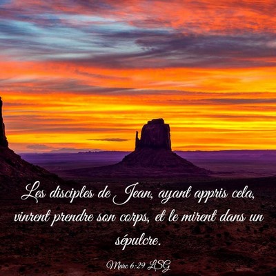 Picture 03 - Marc 6:29 LSG - Les disciples de Jean, ayant appris cela, vinrent - Bible Verse Picture