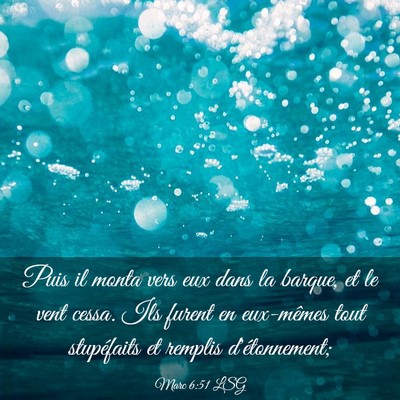 Picture 03 - Marc 6:51 LSG - Puis il monta vers eux dans la barque, et le vent - Bible Verse Picture