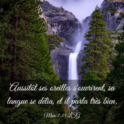 Picture 03 - Marc 7:35 LSG - Aussitôt ses oreilles s'ouvrirent, sa langue se - Bible Verse Picture