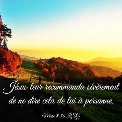 Picture 03 - Marc 8:30 LSG - Jésus leur recommanda sévèrement de ne dire - Bible Verse Picture