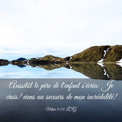 Picture 03 - Marc 9:24 LSG - Aussitôt le père de l'enfant s'écria: Je - Bible Verse Picture
