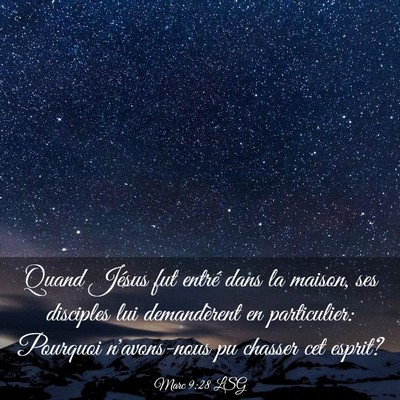 Picture 03 - Marc 9:28 LSG - Quand Jésus fut entré dans la maison, ses - Bible Verse Picture