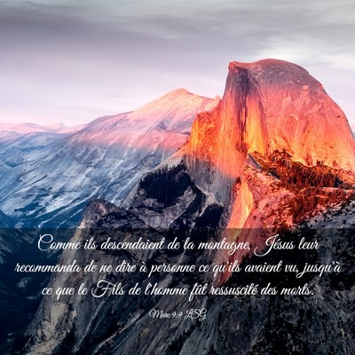 Picture 03 - Marc 9:9 LSG - Comme ils descendaient de la montagne, Jésus - Bible Verse Picture