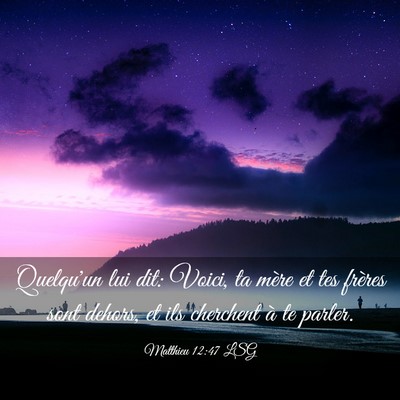 Picture 03 - Matthieu 12:47 LSG - Quelqu'un lui dit: Voici, ta mère et tes frères - Bible Verse Picture