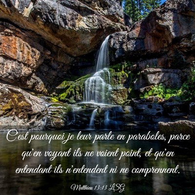 Picture 03 - Matthieu 13:13 LSG - C'est pourquoi je leur parle en paraboles, parce - Bible Verse Picture