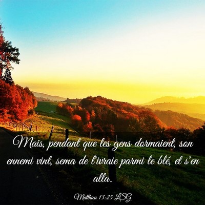 Picture 03 - Matthieu 13:25 LSG - Mais, pendant que les gens dormaient, son ennemi - Bible Verse Picture