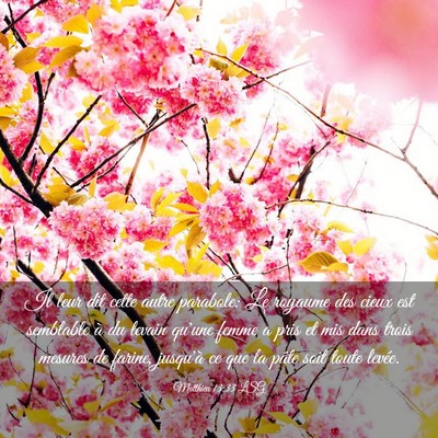 Picture 03 - Matthieu 13:33 LSG - Il leur dit cette autre parabole: Le royaume des - Bible Verse Picture