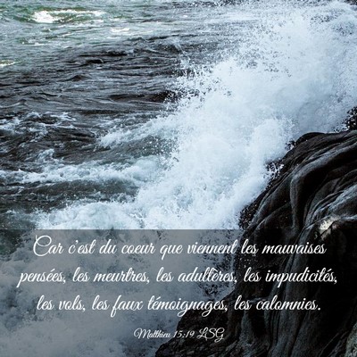 Picture 03 - Matthieu 15:19 LSG - Car c'est du coeur que viennent les mauvaises - Bible Verse Picture