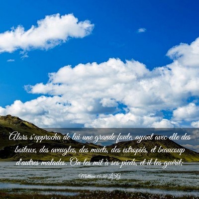 Picture 03 - Matthieu 15:30 LSG - Alors s'approcha de lui une grande foule, ayant - Bible Verse Picture