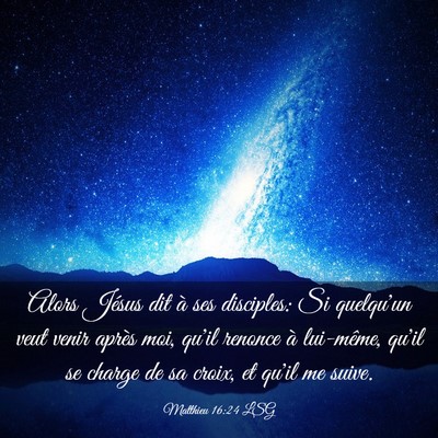 Picture 03 - Matthieu 16:24 LSG - Alors Jésus dit à ses disciples: Si quelqu'un - Bible Verse Picture