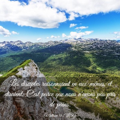 Picture 03 - Matthieu 16:7 LSG - Les disciples raisonnaient en eux-mêmes, et - Bible Verse Picture