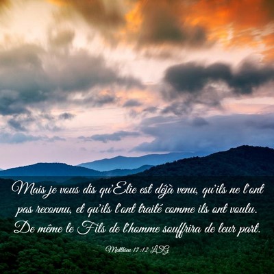 Picture 03 - Matthieu 17:12 LSG - Mais je vous dis qu'Elie est déjà venu, qu'ils - Bible Verse Picture