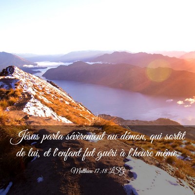 Picture 03 - Matthieu 17:18 LSG - Jésus parla sévèrement au démon, qui sortit - Bible Verse Picture