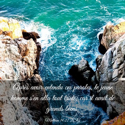 Picture 03 - Matthieu 19:22 LSG - Après avoir entendu ces paroles, le jeune homme - Bible Verse Picture
