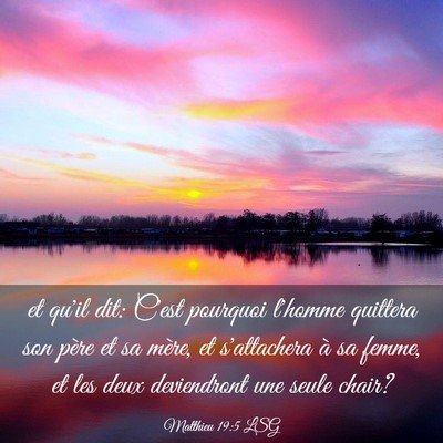 Picture 03 - Matthieu 19:5 LSG - et qu'il dit: C'est pourquoi l'homme quittera son - Bible Verse Picture