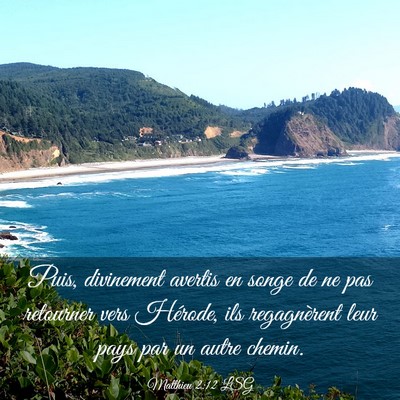 Picture 03 - Matthieu 2:12 LSG - Puis, divinement avertis en songe de ne pas - Bible Verse Picture